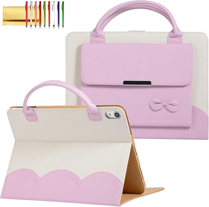 Handbag Case for iPad mini 7.9" Series (Mini 1/2/3/4/5 Generation), Techcircle Cute Bowknot Pocket [Magnetic Closure] Wallet Folio Stand Double Handle PU Leather Carrying Case, Auto Sleep/Wake, Pink