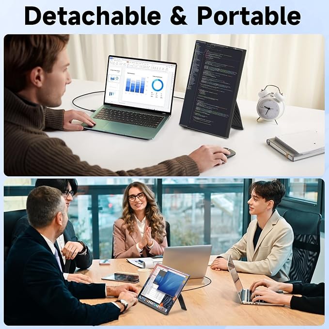 KEFEYA Laptop Screen Extender, 15.6" FHD 1080P IPS Laptop Monitor Extender Detachable, Portable Monitor for Laptops 13-17.3" with Breath Light, Plug n Play for Windows/Mac/Android/Switch/PS5