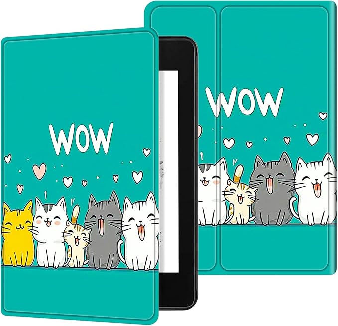 for 6" All-New Kindle Paperwhite 4 10th Generation (Model No. PQ94WIF) E-Reader Case, Slim Kickstand Stand Leather Smart Cover with Auto Wake/Sleep, Cute Cat
