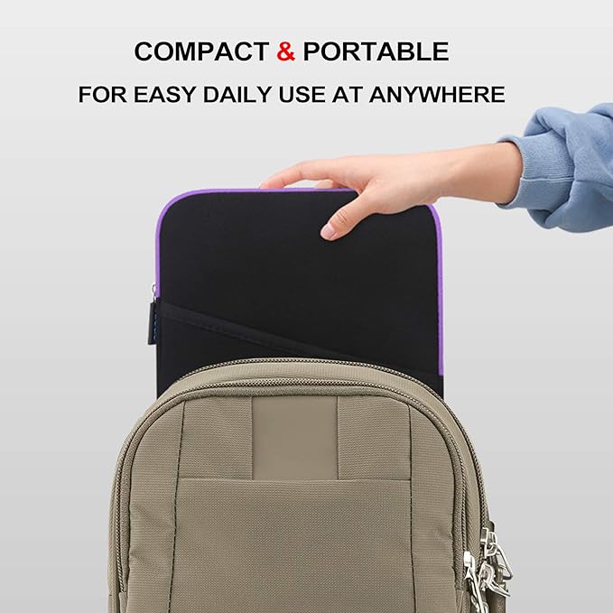 iPad mini 7 Sleeve, iPad mini Case Bag, Lacdo Shockproof Tablet Sleeve Case for iPad mini 7,6,5,4,3,2 / Samsung Galaxy Tab A7 Lite 8.7" / Tab A 8.0" Protective Sleeves Tablet Bag, Purple/Black