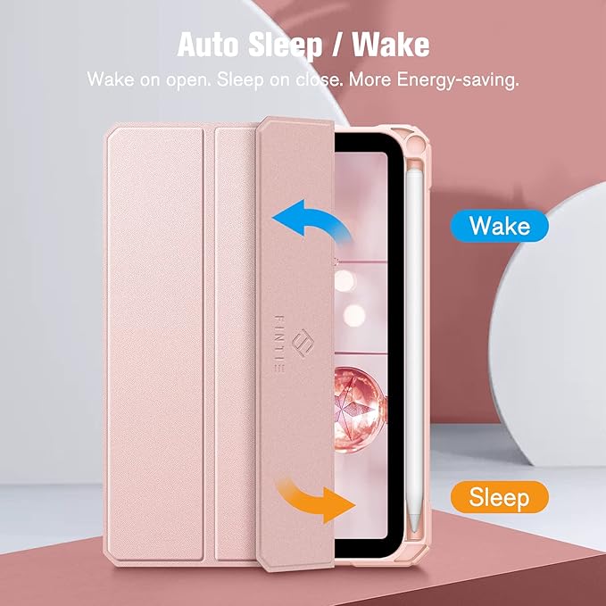 Fintie Hybrid Slim Case for iPad Mini 7 (A17 Pro, 7th Generation) 2024 / iPad Mini 6 (6th Gen) 8.3 Inch, [Built-in Pencil Holder] Shockproof Cover Clear Transparent Back Shell, Rose Gold