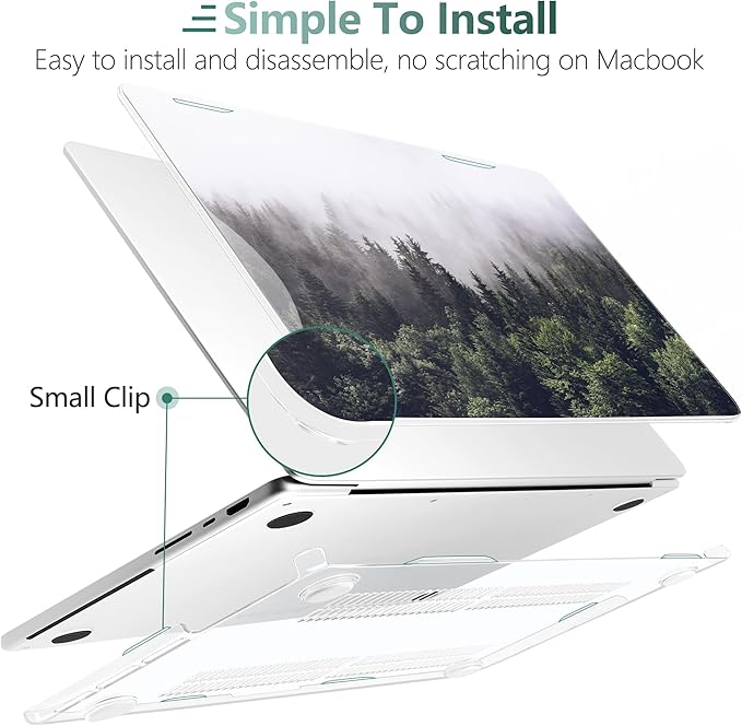 DONGKE Case for MacBook Pro 14 Inch (2026-2021 Release, M5 M4 M3 M2 M1 Pro/Max Chip), Plastic Slim Hard Shell Protective Cover with Keyboard Cover & Screen Protector, Forest