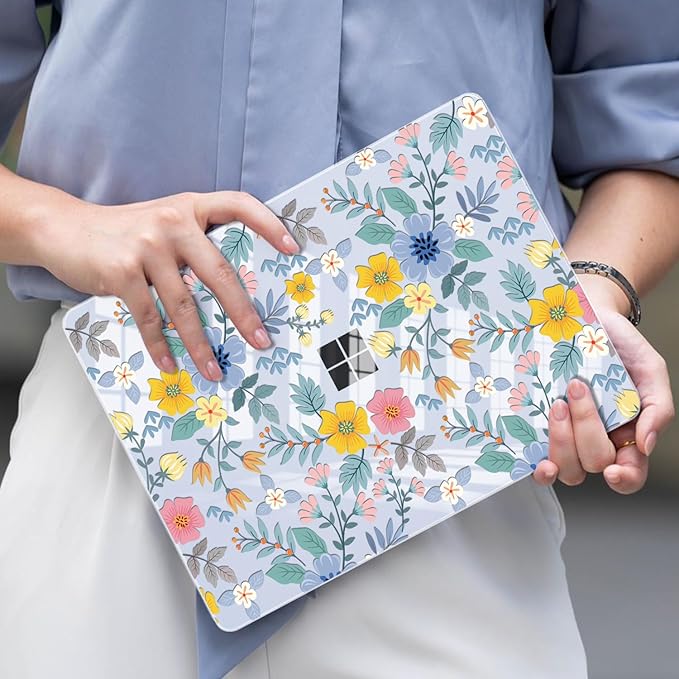 Case Compatible with 13 inch Microsoft Surface Laptop 2025 Copilot+PC (Model 2095), Printed Pattern Plastic Hard Shell Case for Microsoft Surface Laptop 13-inch 2025, Flowers L213