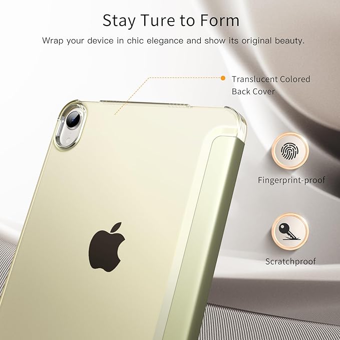 MoKo for iPad mini 7 (A17 Pro) Generation Case 2024, iPad mini 6 Case 2021, 8.3-inch Slim Lightweight Protective Hard Back PC Shell Stand Cover Support Touch ID, Auto Wake/Sleep, Champagne Gold