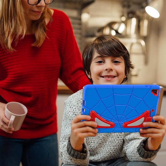 AKABEILA Compatible with Apple iPad 9.7 5th/6th(2017/2018)/iPad Air 2/iPad Pro 9.7 Tablet Case，Lightweight Shockproof Rugged Protective Cover with Kickstand for Kids Children Boys Babies Blue Red