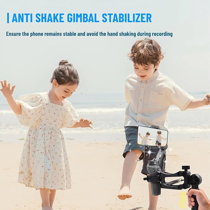 Gimbal Stabilizer for Smartphones, 3 Axis Phone Gimbal, Anti Shock Flexible Extension with Bracket Holder, Universal Handheld Z Axis Stabilizer for Vlog Live Streaming Video