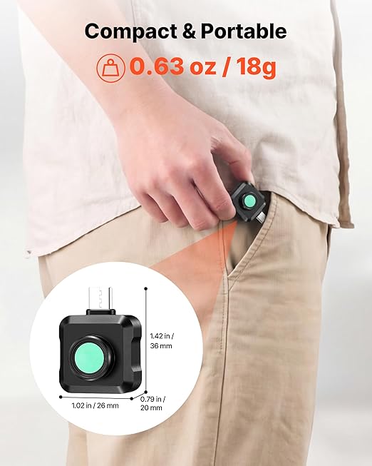 VEVOR 2025 Upgraded Thermal Camera for Android,Pro Thermal Imaging Camera with Macro Lens, Infrared Camera with 320 x 240 TISR Super Resolution, 15X Zoom, Thermal Imager for Phone (P2 Pro Android)