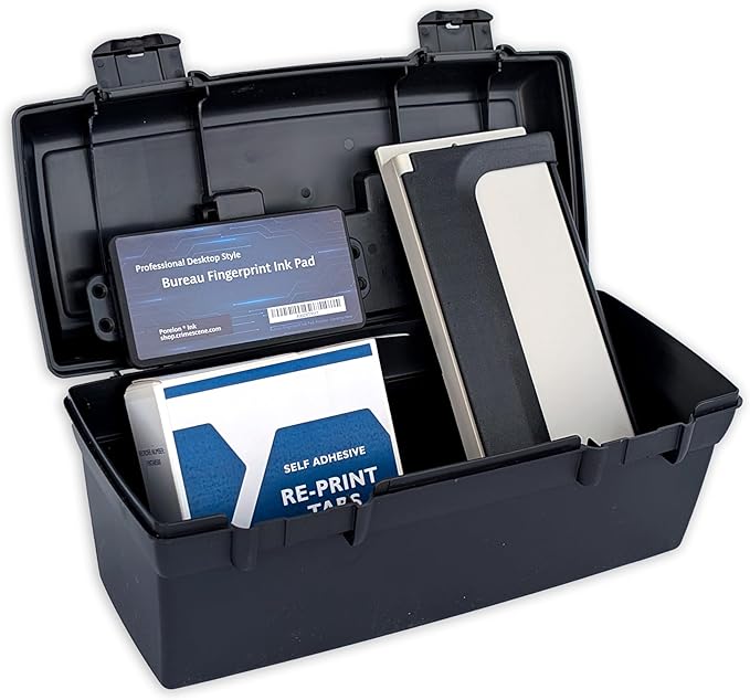 Portable Fingerprint Field Kit, Includes Cardholder, XL Ink Pad, and 500 Correction Tabs