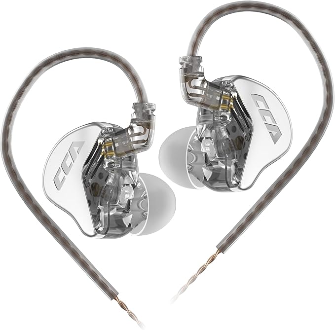 in Ear Monitor CCA CRA Ultra-Thin Diaphragm Dynamic Driver IEM Earphones Bass Earbuds with 2Pin Removable Cord,Compatible with iPhone Android,iPad MP3, Fits All 3.5mm Interface Devices(Silver)