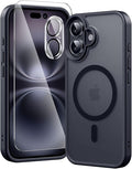 toushion 3 in 1 for iPhone 16 Case with MagSafe, Screen Protector*1 Camera Lens Protector*1,Matte Skin Feeling Back Cover Military-Grade Protection for iPhone 16 Phone Case 6.1 inch Matte Black