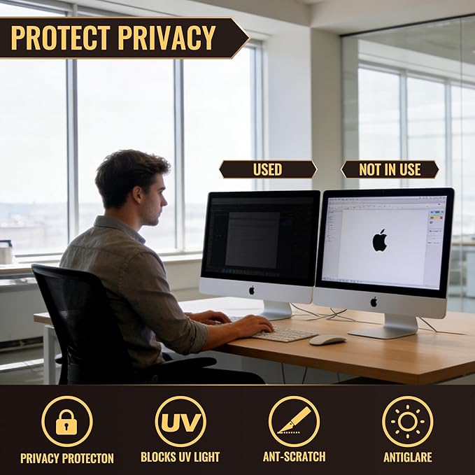 22 Inch Privacy Screen for Monitor with 16:10 Widescreen Monitor Blue Light Screen Protector - Anti-Glare - Anti-Scratch Protector Film for Data Confidentiality Privacy Shield [2 Pack]