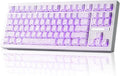 ZORNHER ZH870 Wireless Gaming Mechanical Keyboard,80% White Custom Creamy Sound Keyboard with Lighted Up White Topographic Keycaps,Creamy Sounding Linear Switches,Hot-Swappable,RGB Backlit