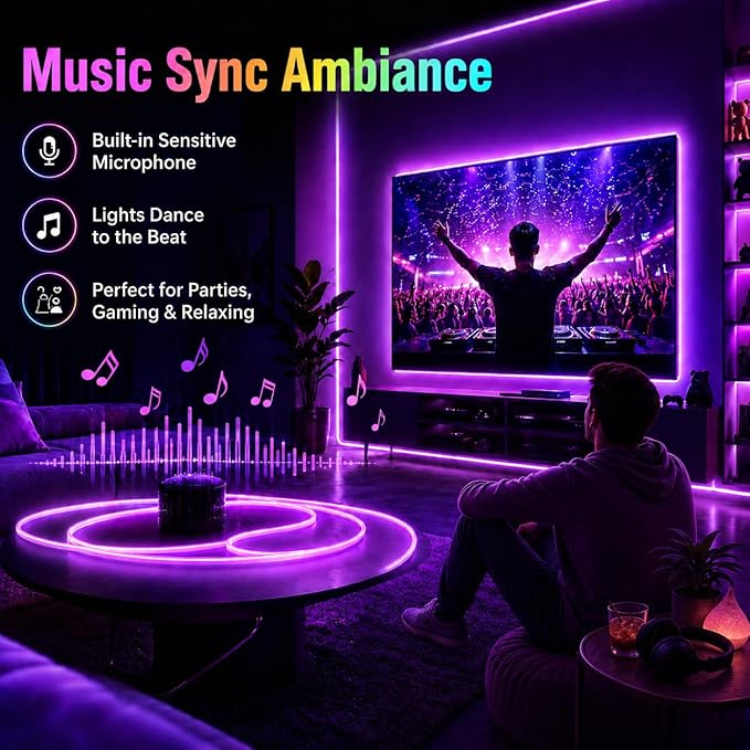 Neon Rope Light, 49.2Ft Flexible RGB Rope Lights, LED Rope Lights Control with App/Remote Multiple Modes,DIY Design, LED Lights for Bedroom Room Outdoors Decor