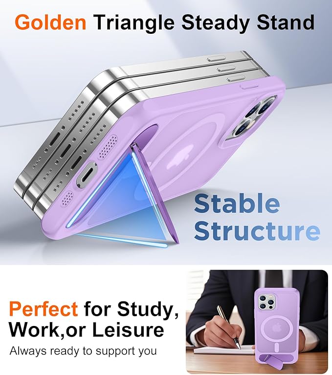 Magnetic Compatible with iPhone 12 Pro Max Case, [Built-in Invisible Kickstand][Compatible with MagSafe][Military Grade Shockproof] Slim Translucent Matte Phone Case for iPhone 12 Pro Max 6.7"