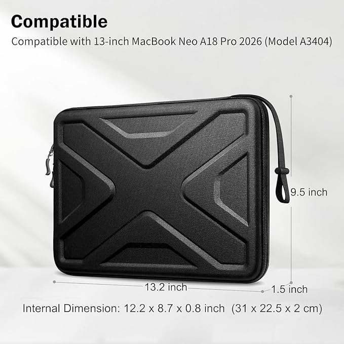 SITHON Hard Shell Laptop Sleeve for 13-inch MacBook Neo A18 Pro 2026 (Model A3404), Shockproof Protective Computer Carrying Bag, Great for Work Travel Study Daily Use
