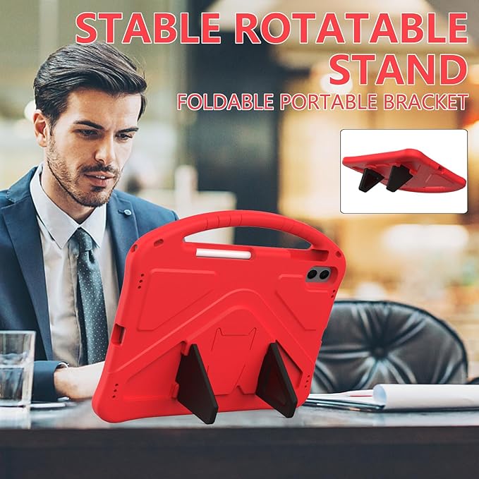 Kids Case for Samsung Galaxy Tab S11 Ultra 2025 14.6" Tablet, Techcircle Light Weight Shock Proof EVA Foam Handle Rugged Stand Protective Case, Red