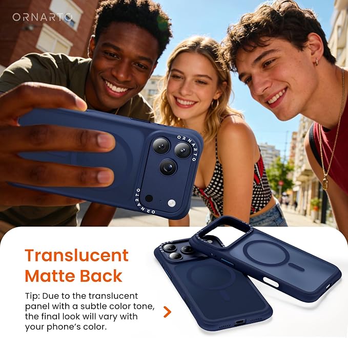 ORNARTO Magnetic for iPhone 17 Pro Max Case, 20FT Military-Grade Drop Protection, Compatible with MagSafe, Slim Shockproof Translucent Matte Phone Case for iPhone 17 Pro Max 6.9", Dark Blue