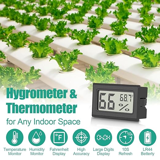 Vaikby 6-Pack Mini Digital Thermometer Hygrometer, Indoor Humidity Monitor, Temperature Humidity Gauge Meter with Fahrenheit (℉) for Greenhouse, Garden, Cellar, Closet, Fridge