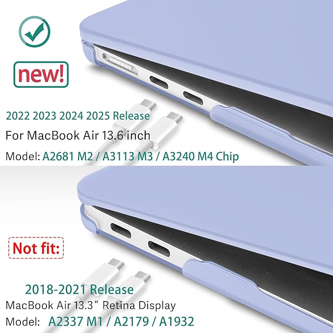 May Chen Case for MacBook Air 13/13.6-inch (M5/M4/M3/M2, 2022-2026 Models A3449 A3240 A3113 A2681), Lightweight | Closes Seamlessly | Ideal for Work Hard Shell Case, Airy Blue A+