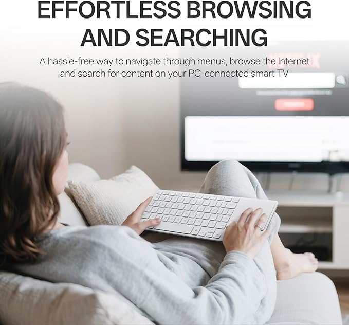 Rapoo Portable Wireless Keyboard with Touchpad, Multi-Device HTPC Keyboard for PC-Connected TV/Tablet/Steam Deck/Gaming Console/Raspberry Pi/Mini PC - Support Touch Gestures for Windows & Mac