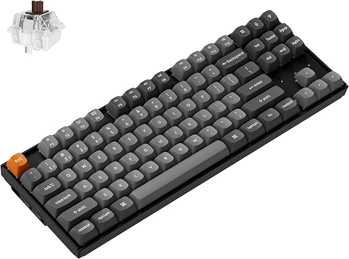 Keychron K8 Max Custom Mechanical Keyboard Wireless, TKL 2.4 GHz/Bluetooth 5.1/Wired QMK Programmable RGB, Hot-Swappable with Keychron Super Brown Switch Compatible with Mac Windows Linux