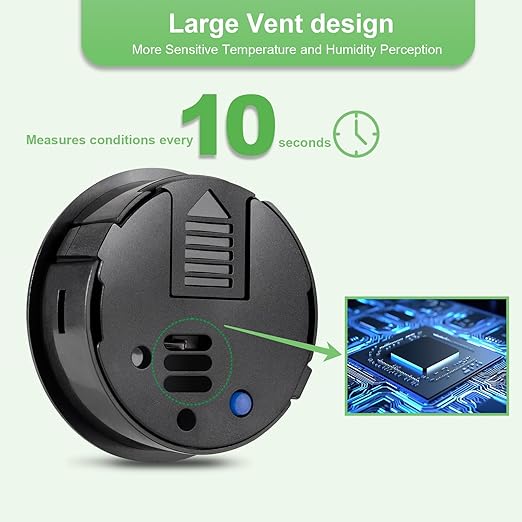 4-Pack Mini Hygrometer Thermometer Indoor Outdoor Round Humidity Meter, Small Digital LCD Monitor Thermometer Temperature Gauge Humidity Sensor (℉) or (℃) for Reptile Thermostat, Jars