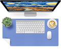 Bloss Blue Leather Desk Mat Protector,Leather Mouse Pad,Laptop Protector Desks Mat,Office Desks Mats,Keyboard Desks Mats,Computer Mat,Dual-Side Waterproof Desk Writing Pad for Office/Home.23.6"x 13.8"