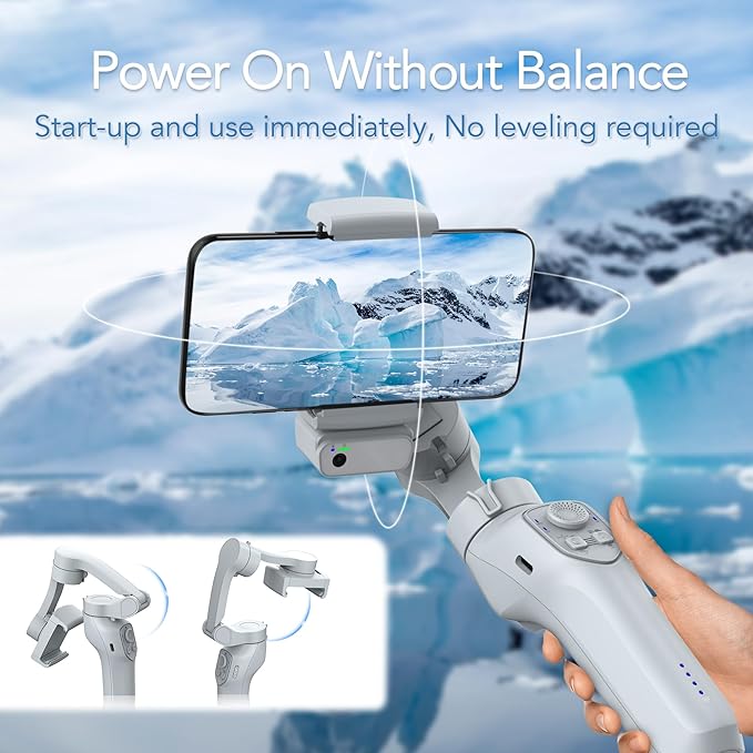 3-Axis Phone Gimbal with Magnetic AI Active Tracker,Gimbal Stabilizer for Smartphone with Fill Light,Phone Stabilizer for Video Recording,Gimbal for Android&iPhone,TikTok YouTube Vlogging Kit