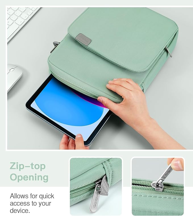 MoKo 9-11 Inch Tablet Sleeve Bag Handle Carrying Case with Shoulder Strap Fits iPad Pro/Air/A16 11 inch,iPad 10th 10.9,i-Pad 9/8/7th 10.2,iPadAir 5/4th 10.9,i-Pad 9.7,Tab S8/S9 11", Cyan