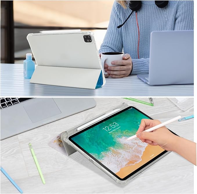 Vimorco for iPad Air 11 Inch Case M4 2026, for iPad Air 5th/4th Gen Cases 10.9-inch, Fit iPad Pro 11 Inch Case 4th/3rd/2nd/1st Generation,Pencil Holder/2 Viewing Stands/Typing Stand/Slim,Flower Garden