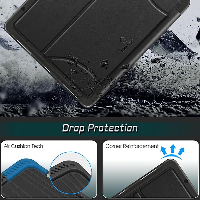 CaseBot Magnetic Case for iPad Pro 12.9-inch 6th Generation 2022, Multiple Angle Shockproof Rugged Stand Case, Soft TPU Back Cover w/Pencil Holder, Also Fit iPad Pro 12.9" 5th/4th/3rd Gen, Black