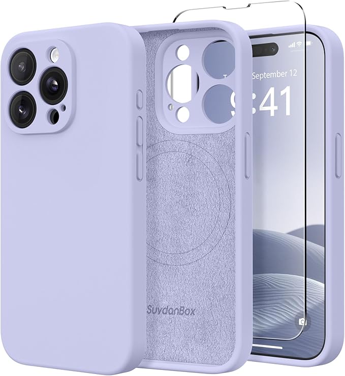 Magnetic for iPhone 13 Pro Max Case, Compatible with MagSafe, [Full Camera Protection][Screen Protector] Silicone Shockproof Protective Phone Case for iPhone 13 Pro Max 6.7", Lilac