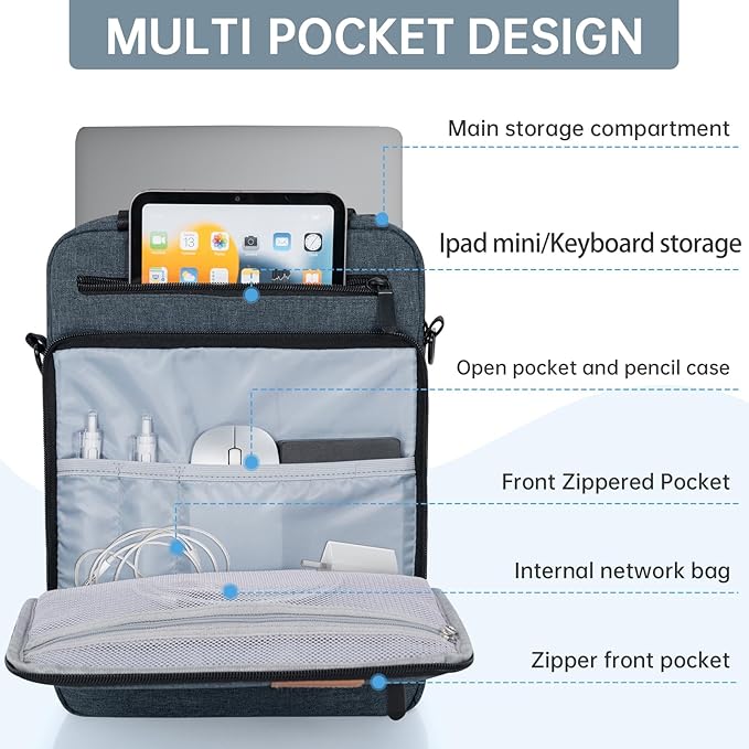12.9 Inch Tablet Sleeve Bag, Padded Carrying Case for 13" iPad Air M4 M3 M2 2026-2024, iPad Pro M5 M4 M2 M1, Samsung Galaxy Tab S9 FE+/S9+/S8+/S7 FE/S7+ 12.4" 2022/2023, Surface Laptop Go 12.4"