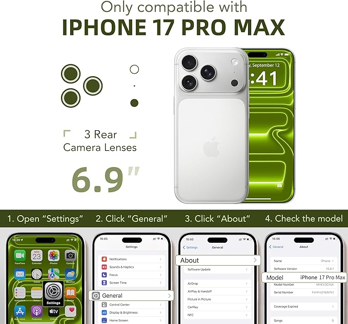 BERFY for iPhone 17 Pro Max Case, Compatible with MagSafe, Built-in Glass Screen Protector, Camera Protection, Shockproof Full Body Phone case 6.9", Translucent Bright Green