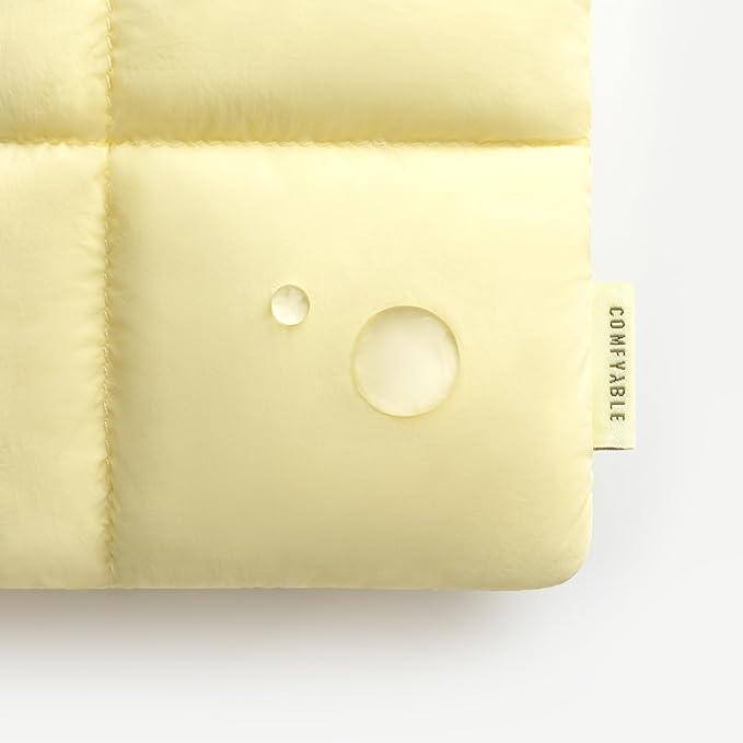 Comfyable Puffy 9-11 Inch Tablet Sleeve Compatible for 11 Inch iPad Pro M5, iPad Air M4 2026 with Magic Keyboard, Quilted Puffer Vertical Tablet Carrying Case for Women Men, Butter Yellow