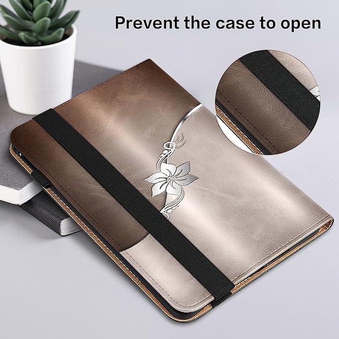Case for iPad Air 11 Inch M4/M3/M2 (2026/2025/2024),iPad Air 5th/4th Generation Case 10.9 Inch 2022/2020, PU Leather Stand Shockproof Cover with Card Slots - Silver Flower
