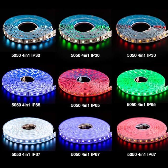 BTF-LIGHTING RGBW LED Strip Lights,UL Listed,5050 4 Colors in 1 RGB + 6000K-7000K Cool White,12V DC,16.4ft/5m 60LEDs/m 12mm Black PCB, IP67 Waterproof for Home Decoration(No Adapter or Controller)