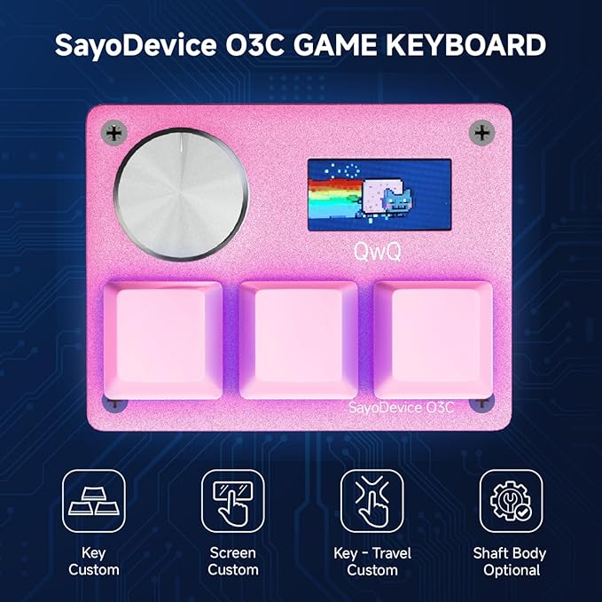 O3C Rapid Trigger Hall Effect Keyboard Suitable for OSU and Geometry Dash Rhythm Game Macro Keypad with Magnetic Linear Switches (Pink, Gateron KS-20 White Switch)