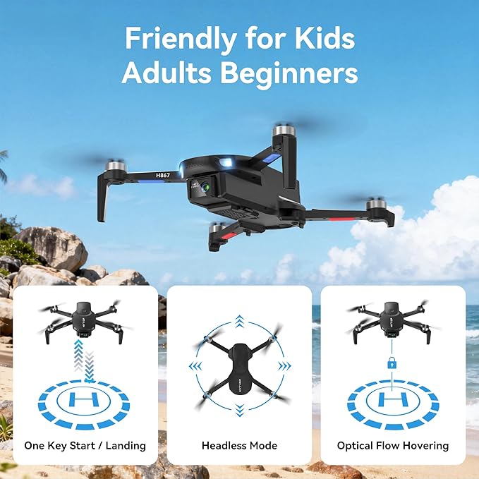 Drone with Camera for Adults 4K, 90° Remote Adjustable Lens Foldable Quadcopter, Brushless Motor, 36 Mins Flight with 2 Batteries, Optical Flow Hover, Easy for Beginners,Under 249g(Black)