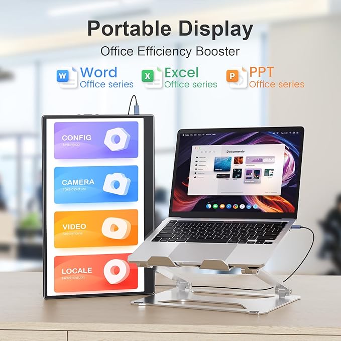 UFYQL Portable Monitor 15.6-inch FHD 1080P Ultra-Slim Travel External Monitor HDR IPS Gaming Display with Kickstand &Speakers USB-C HDMI Plug&Play，for Laptop PC Phone PS4/5 Xbox Switch