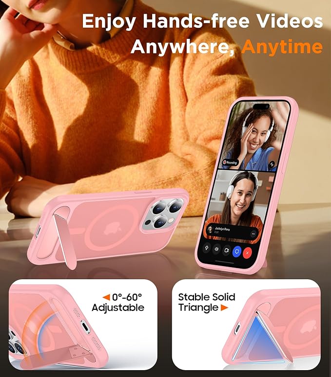Magnetic Compatible with iPhone 15 Pro Max Case, [Built-in Invisible Kickstand][Compatible with MagSafe][Military Grade Shockproof] Slim Translucent Matte Phone Case for iPhone 15 Pro Max 6.7"