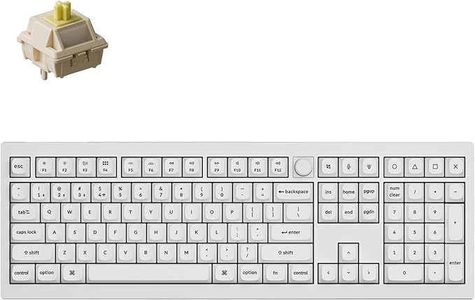 Keychron V6 Ultra 8K Full Size Wireless Mechanical Keyboard, 8000Hz, Hot-Swappable Banana Switch, RGB Backlight, PBT Keycaps, 2.4GHz/Bluetooth/Wired, ZMK/Web Launcher, for Windows macOS Linux – White