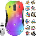 memzuoix 2.4G LED Wireless Mouse, Rechargeable Ergonomic Mouse with Detachable Cover, 1200 DPI Portable Optical Computer Mouse with USB Receiver for Laptop/PC/Desktop/MacBook, 5 Buttons-with Stickers