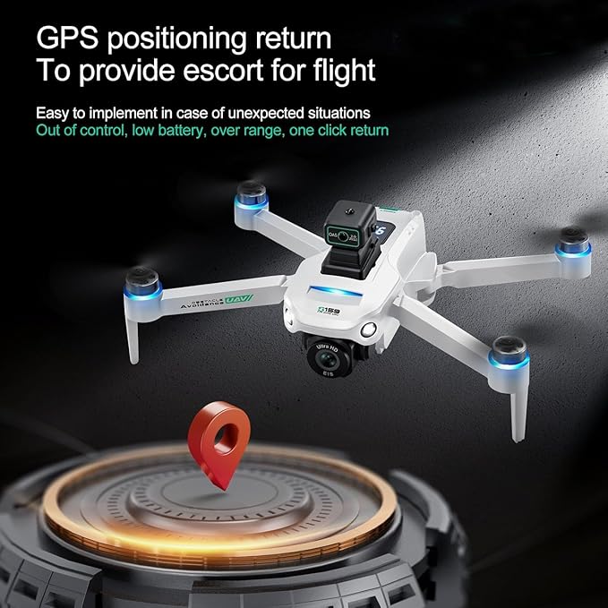 Drone with Camera 4k, GPS HD Drones for Adults, Remote Controller with Screen, Obstacle Avoidance, Brushless Motor FPV, 5G Transmission, 2 Battery, Professional