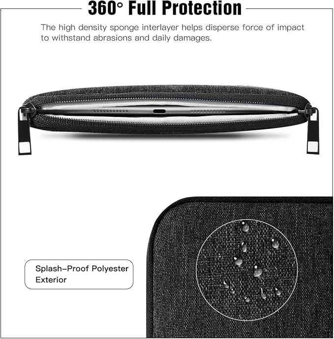TiMOVO 8-9 Inch Tablet Sleeve Case for All-New iPad mini 7 (A17 Pro, 2024), iPad mini 6 (8.3-Inch, 2021), iPad mini 5/4/3/2/1, Portable Protective Bag with Pockets for iPad mini, Black
