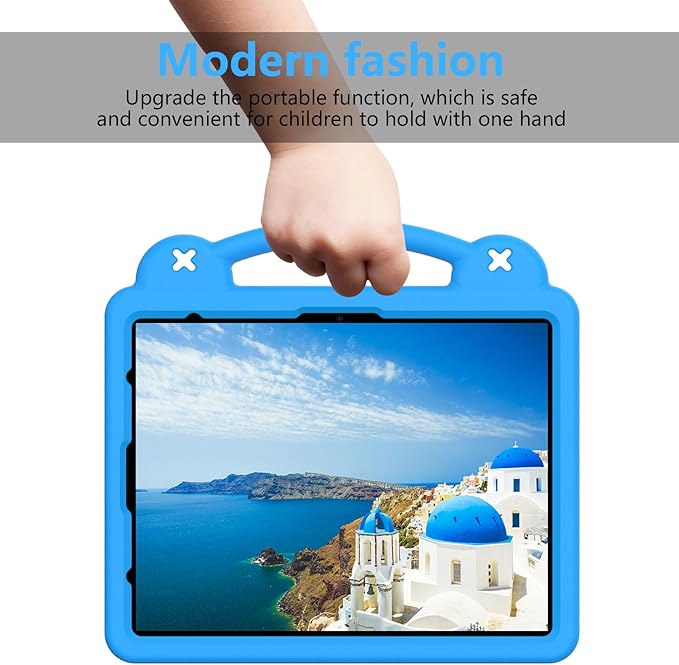 Kids Case for iPad Air 13 inch M3 2025/M2 2024 & iPad Pro 13 inch M4 2024 & iPad Pro 12.9 inch Cover 6th/5th/4th/3rd Generation 2022/2021/2020/2018 with Stand/Pencil Holder/Handle, Sky Blue