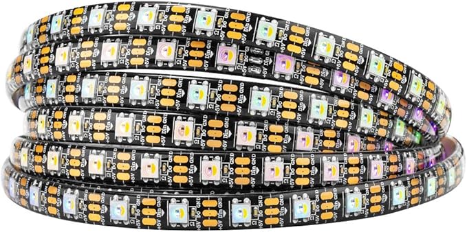 BTF-LIGHTING RGBW RGB+Cool White SK6812 (Similar WS2812B) 4 Colors in 1 LED Strip Individually Addressable 16.4ft 60Pixel/m 300LED Light Dream Color IP65 DC5V Black PCB (No Adapter or Controller)