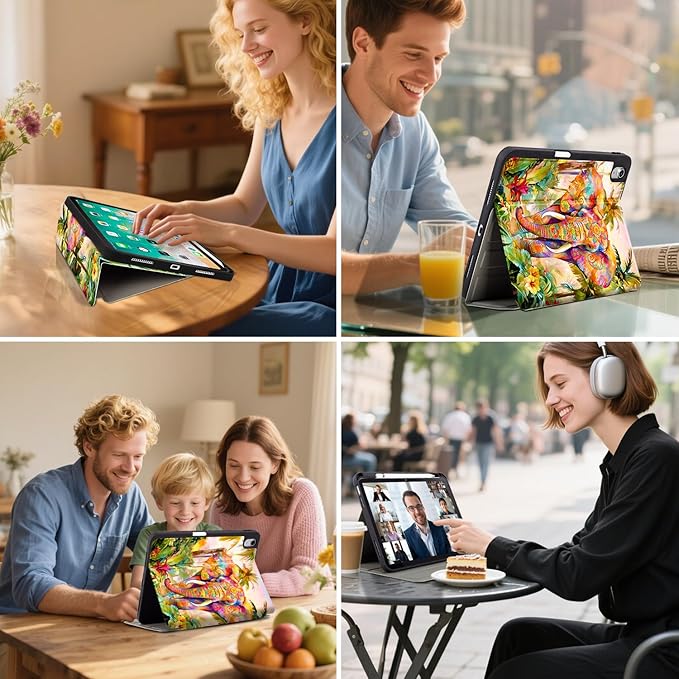Lokigo iPad (A16) 11th Generation Case 11 Inch (2025), iPad 10th Generation Case 2022, Multi-Angle Viewing 10th/11th Gen iPadCase, Elephant