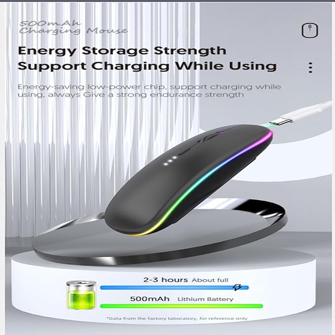 Guiheng 10 Pack Wireless Bluetooth Mouse,LED Dual Mode Rechargeable Silent Slim Laptop Mouse,Portable(BT5.2+USB Receiver) Dual Mode Computer Mice,for Laptop,Desktop Computer,Tablet,Phone,TV (Grey)