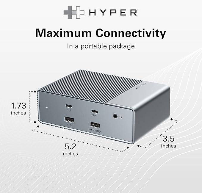 HyperDrive USB-C & Thunderbolt 4 GEN2 15-in-1 Docking Station for MacBook, iPad, PC - HDMI or DP, Up to 3 Extended Displays, High-Speed USB Data Transfer